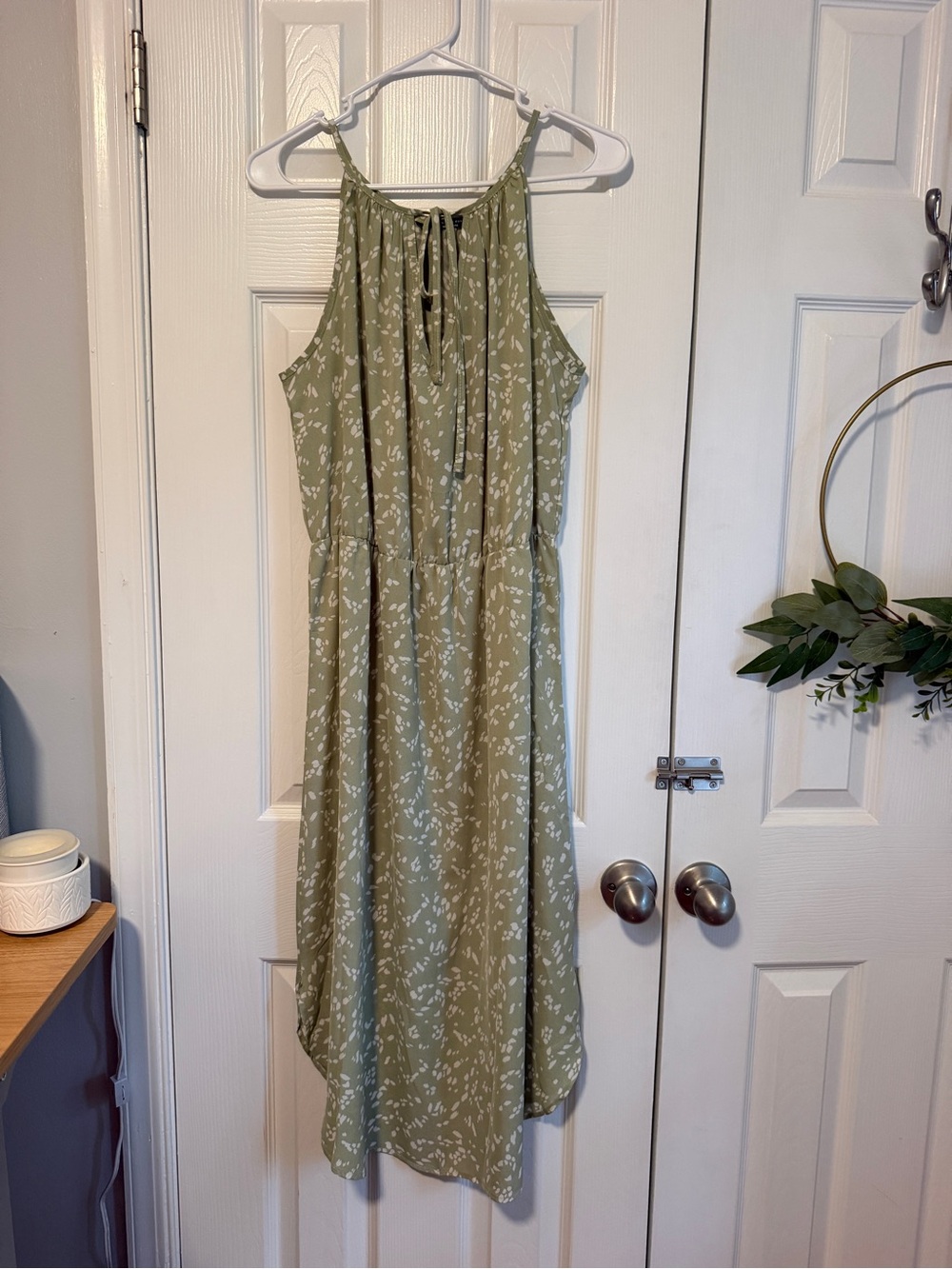Women's Light Olive Green Halter Midi Dress